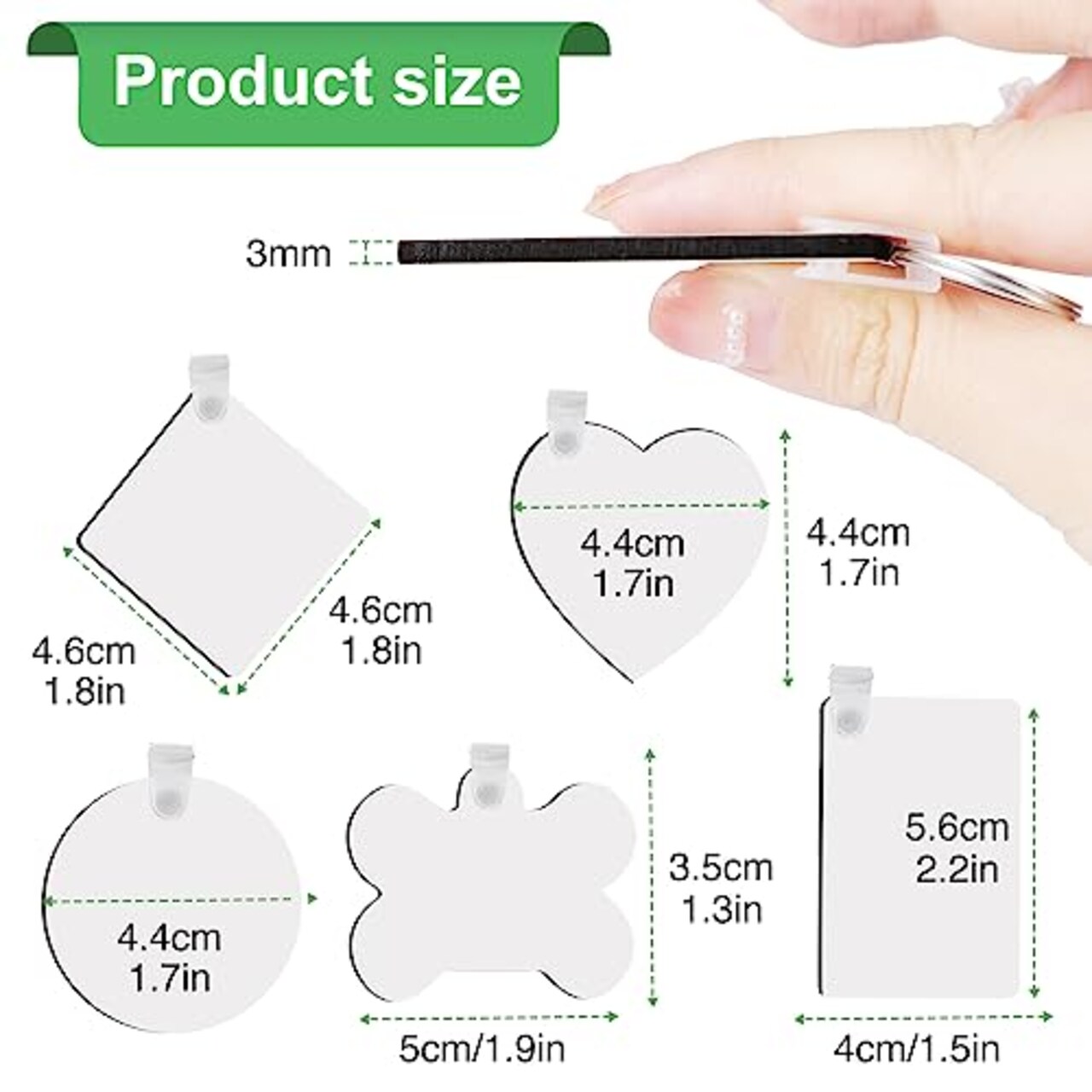 135 Pieces Sublimation Keychain Blanks Bulk,MDF Keychain Double Sided Heat Transfer Keychain Board with Film,Key Rings, Plastic Retaining Clips for DIY and Craft(Round, Rectangle, Bone, Square, Heart)